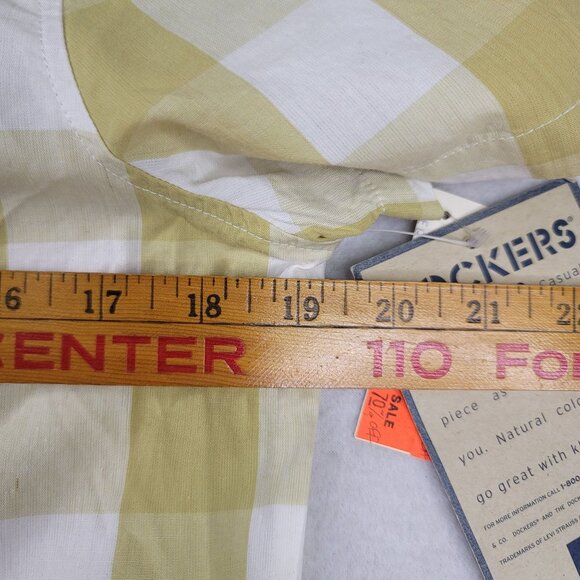 Dockers Khakiware Small Vintage Checkered Short Sleeve Shirt Yellow White New - Picture 10 of 11